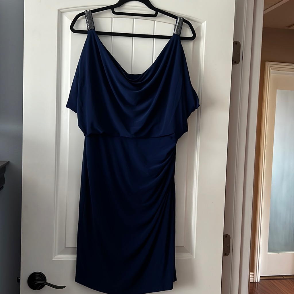Lauren Ralph Lauren Beaded Sleeveless Sheath Dress In Deep Sapphire Size 10.